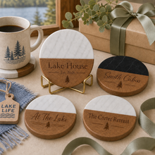 Lake House Marble & Wood Coasters