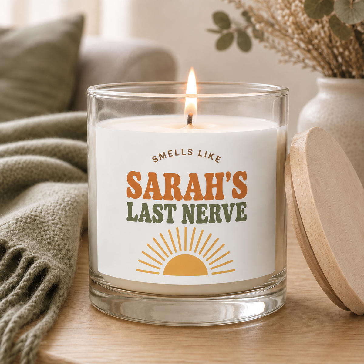Personalized Last Nerve candle with fast shipping badge