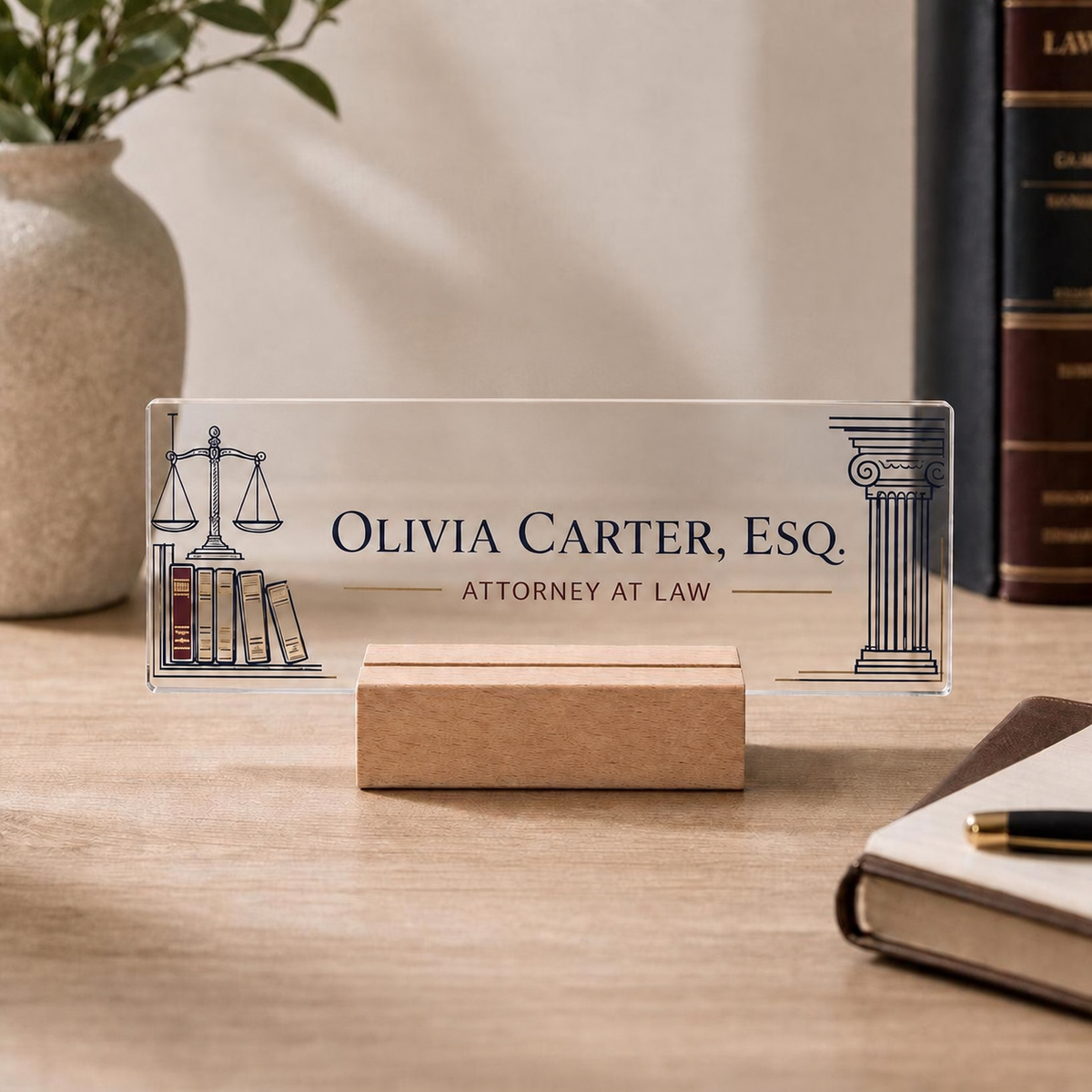 Personalized legal desk nameplate