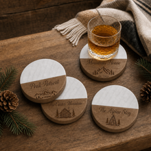 Mountain Cabin Marble & Wood Coasters