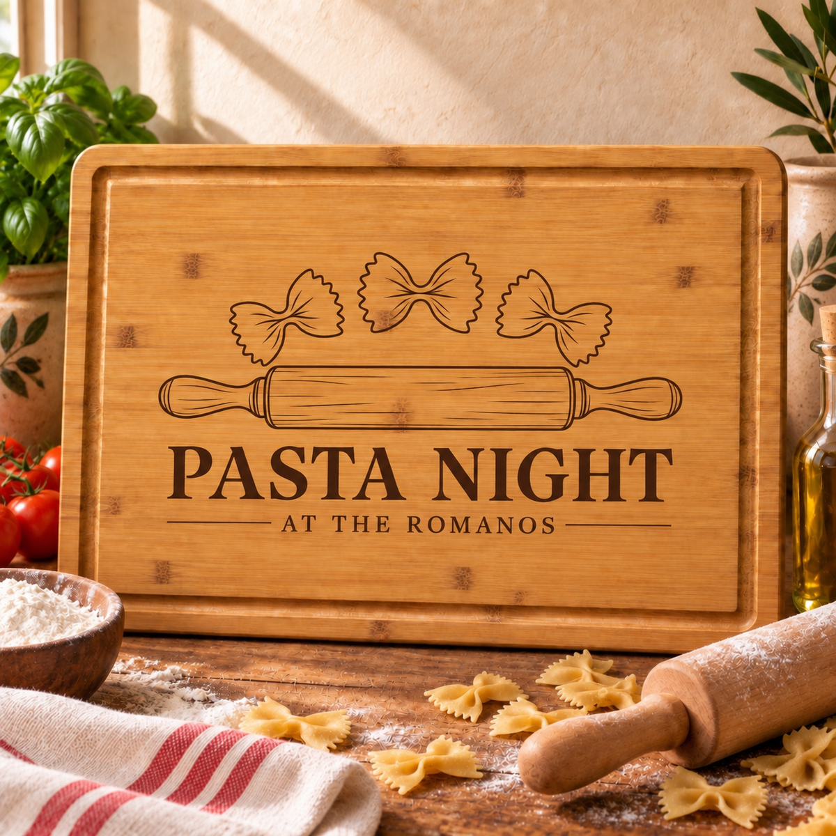 Pasta-Making Family Cutting Board
