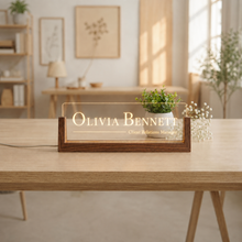Modern Serif LED Desk Nameplate