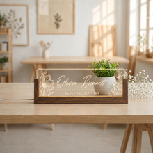 Large Floral Script LED Desk Nameplate