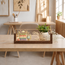 Personalized Teacher LED Nameplate – Books & Globe