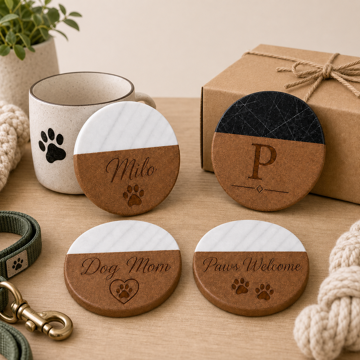 Pet Marble & Wood Coasters