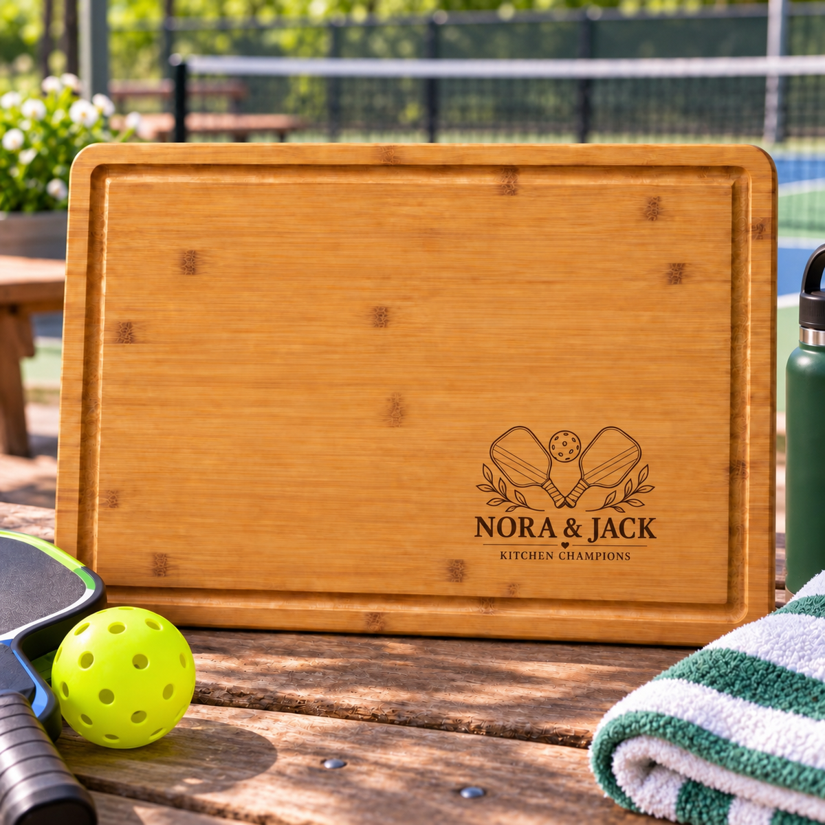 Pickleball Couple Cutting Board