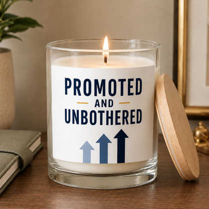 Promoted and Unbothered candle with fast fulfillment badge