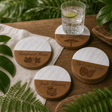 Rainforest Lodge Marble & Wood Coasters