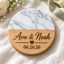 Wedding Marble & Wood Coasters
