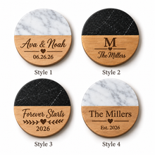 Wedding Marble & Wood Coasters